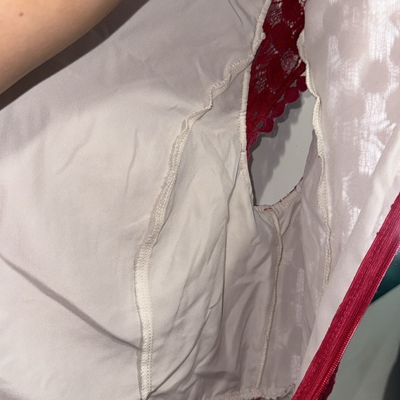 Kensie -Crochet Red Lace White Lined Fit Flare Dress Size large - Picture 10 of 10